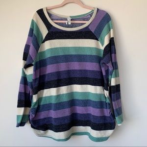 Now N Forever Striped Sweater Ruched Sides Sz 3X